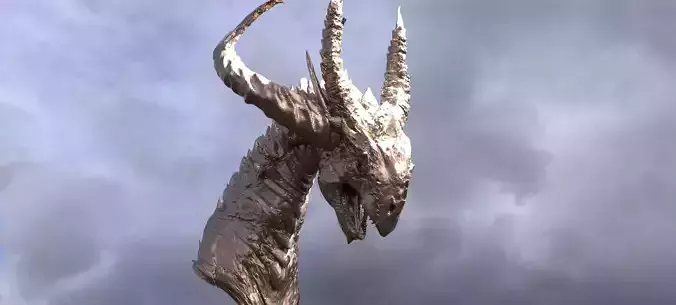 Horned Drake Head Sculpt 2 3D model