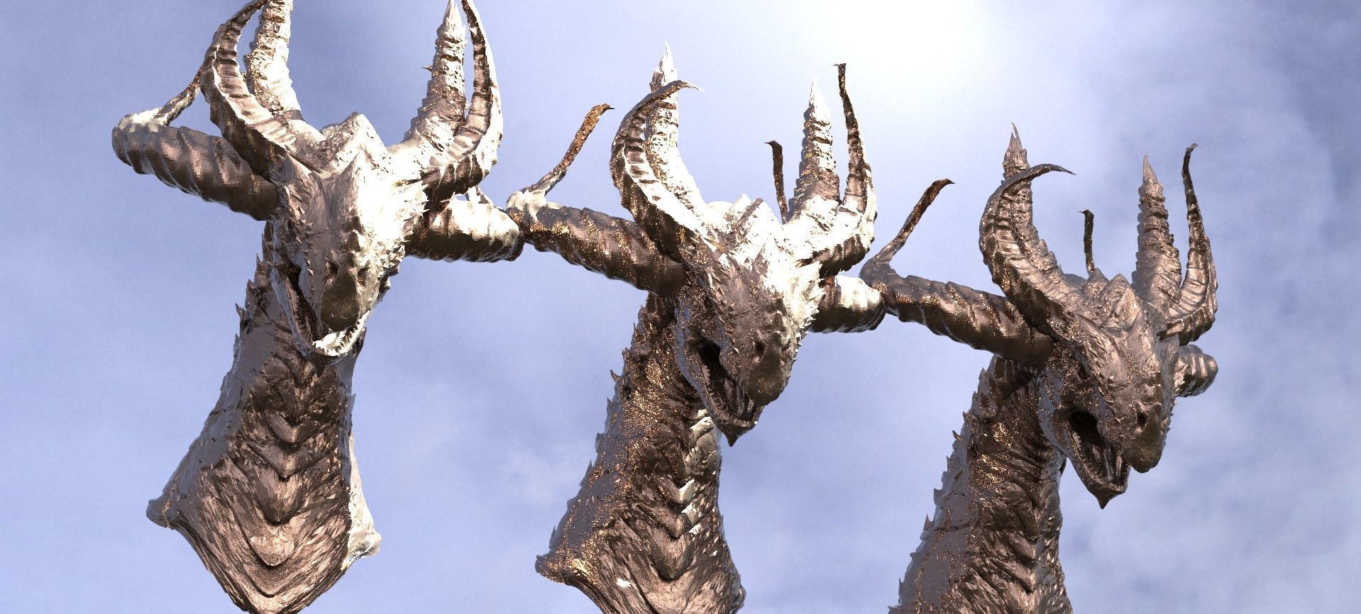 Horned Drake Head Sculpt 2 3D model_1