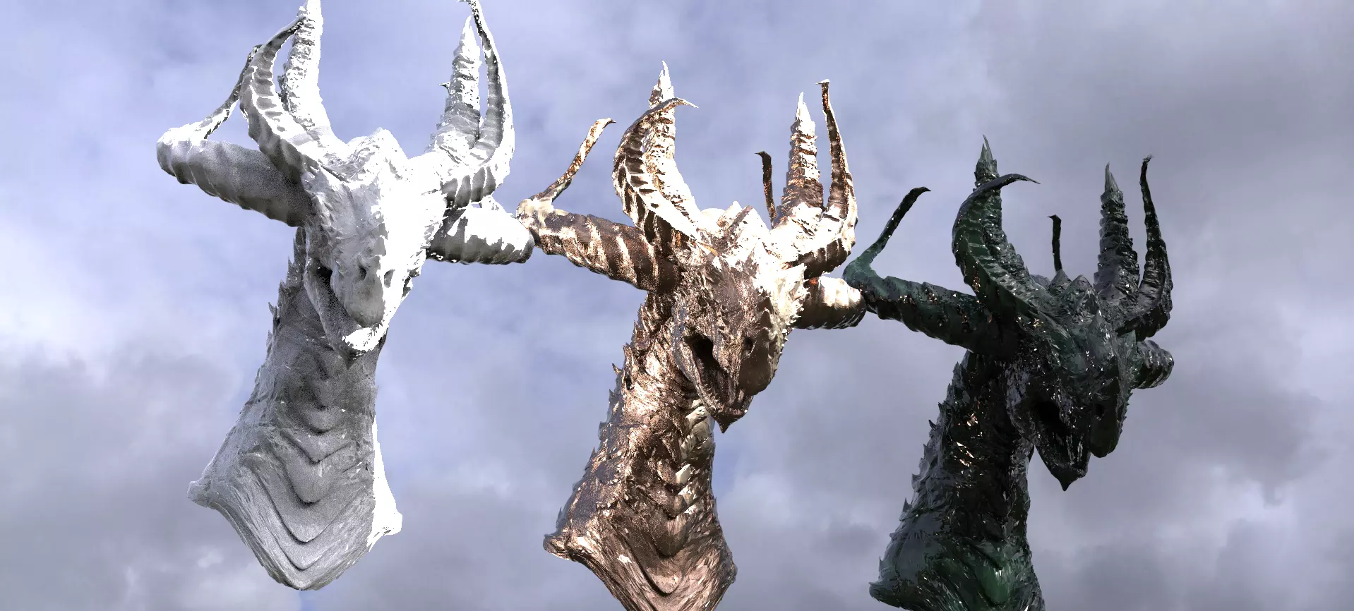 Horned Drake Head Sculpt 3  3D model_0