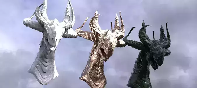 Horned Drake Head Sculpt 3 