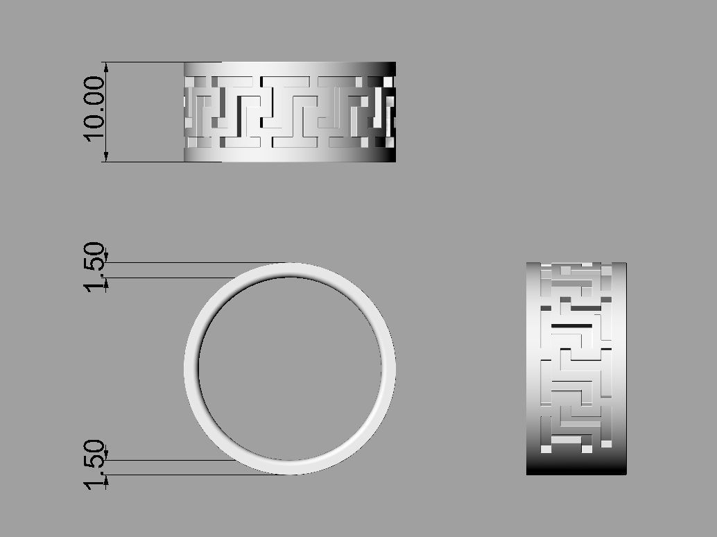 Greek Pattern Ring 3D print model_7