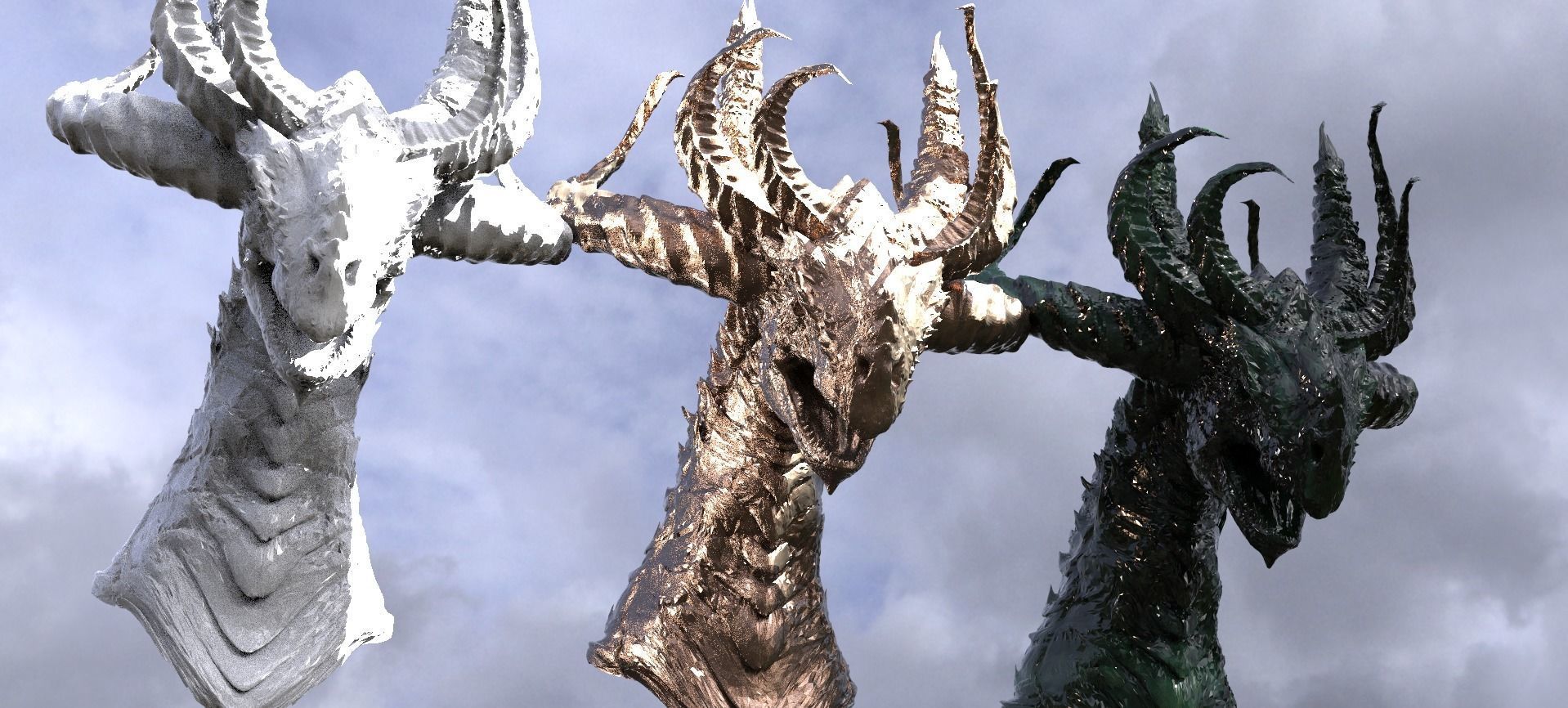 Horned Drake Head Sculpt 4 3D model_2