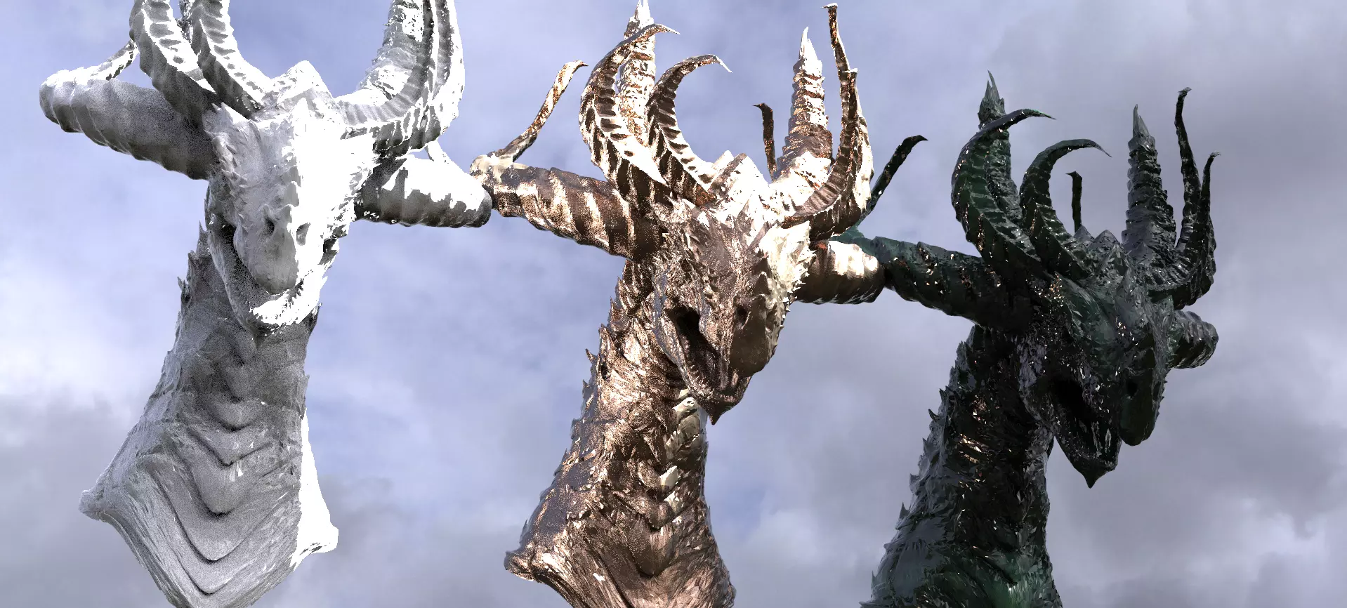 Horned Drake Head Sculpt 4 3D model_0