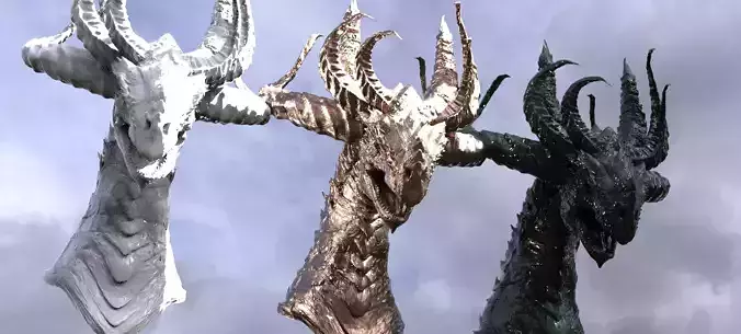 Horned Drake Head Sculpt 4