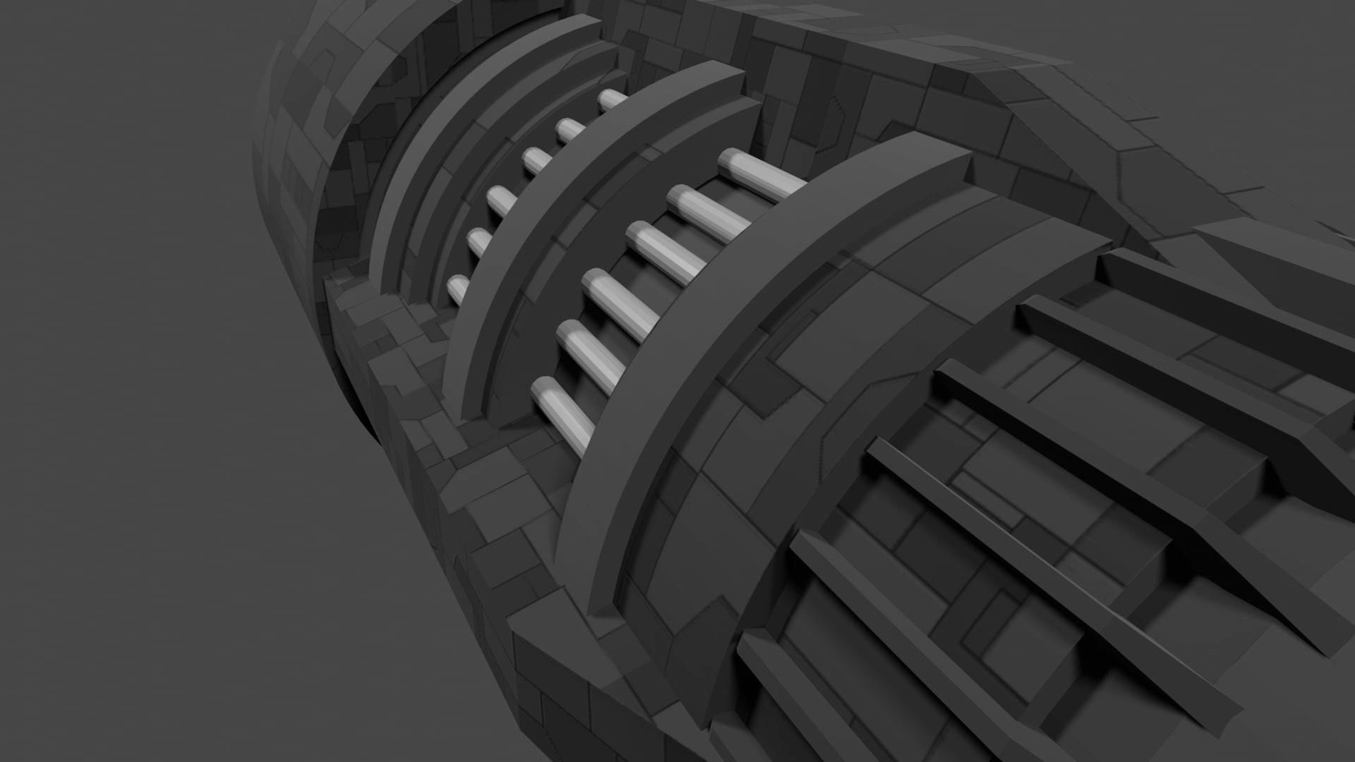 Spacecraft thruster 3 Low-poly 3D model_5