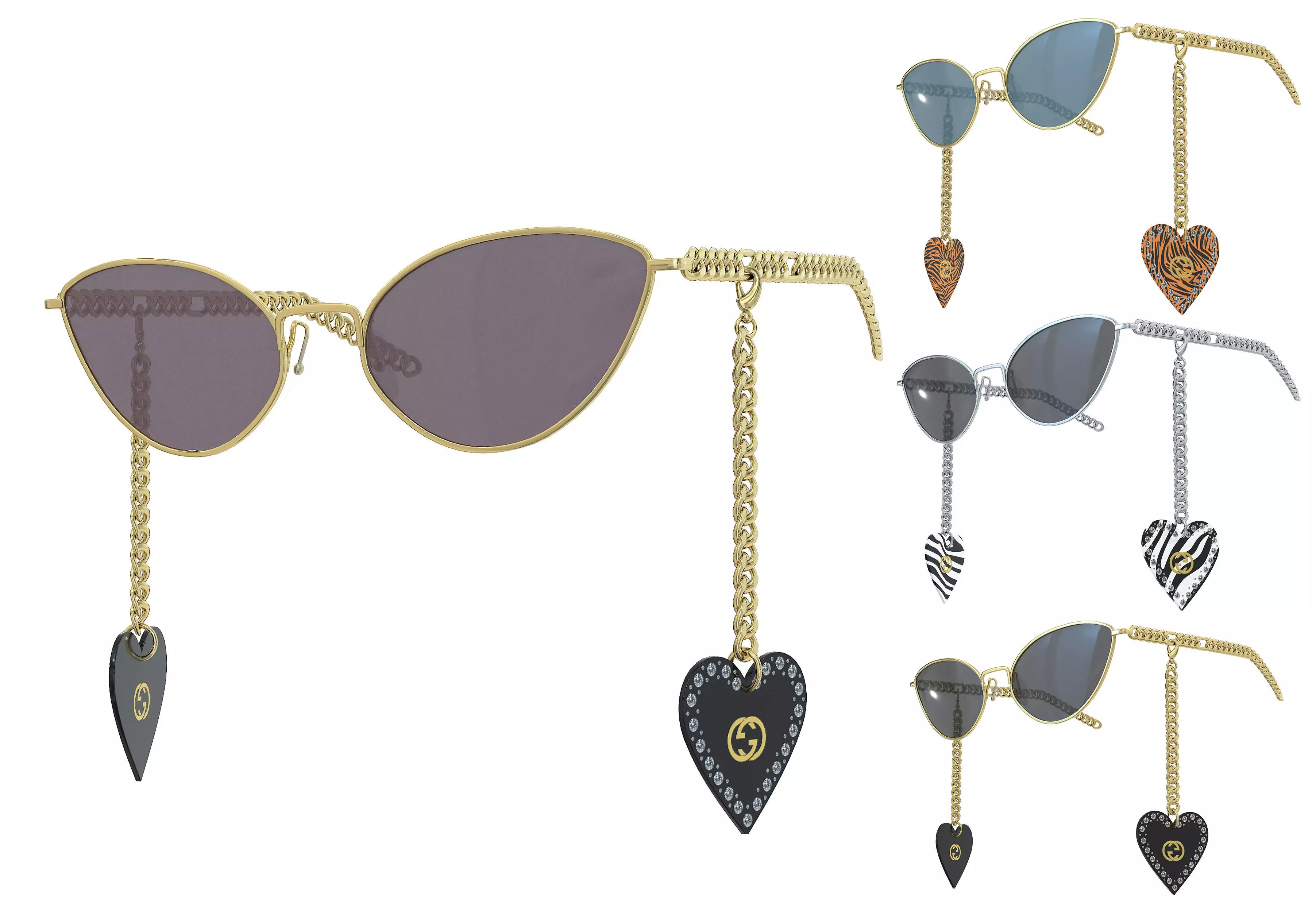 Gucci Eyewear Interlocking G cat-eye Sunglasses Low-poly 3D model_0