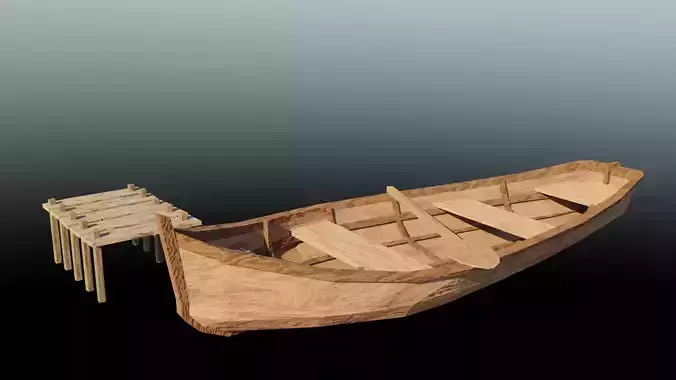 Boat Model wooden canoe