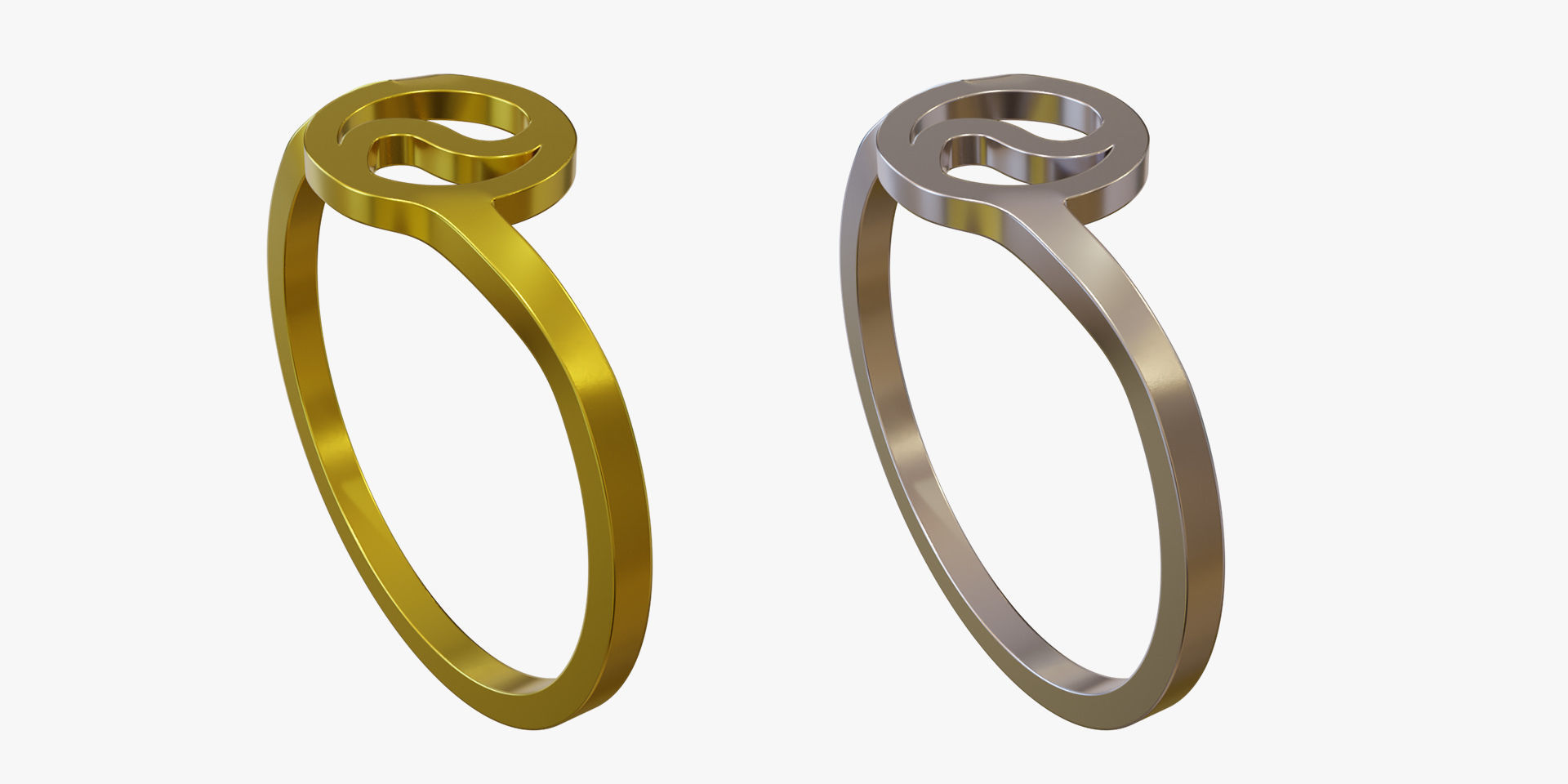 Ring Ying Yang with 2 Types 3D print model_6