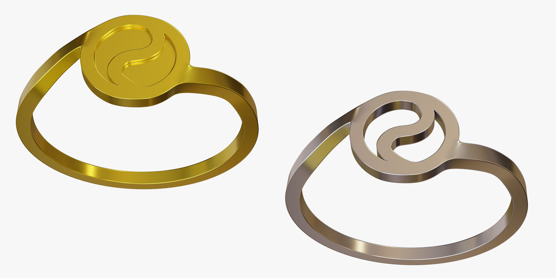 Ring Ying Yang with 2 Types 3D print model_7