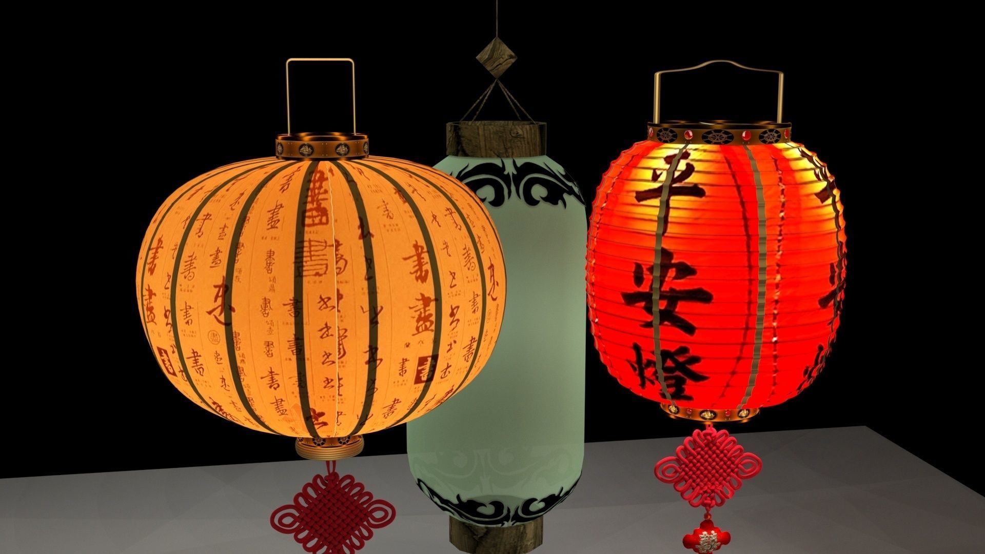 Chinese red lantern 3D model_8