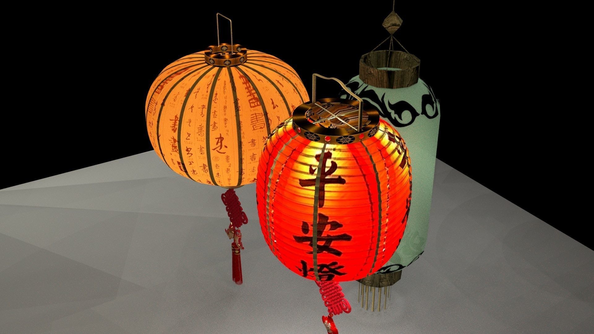 Chinese red lantern 3D model_5