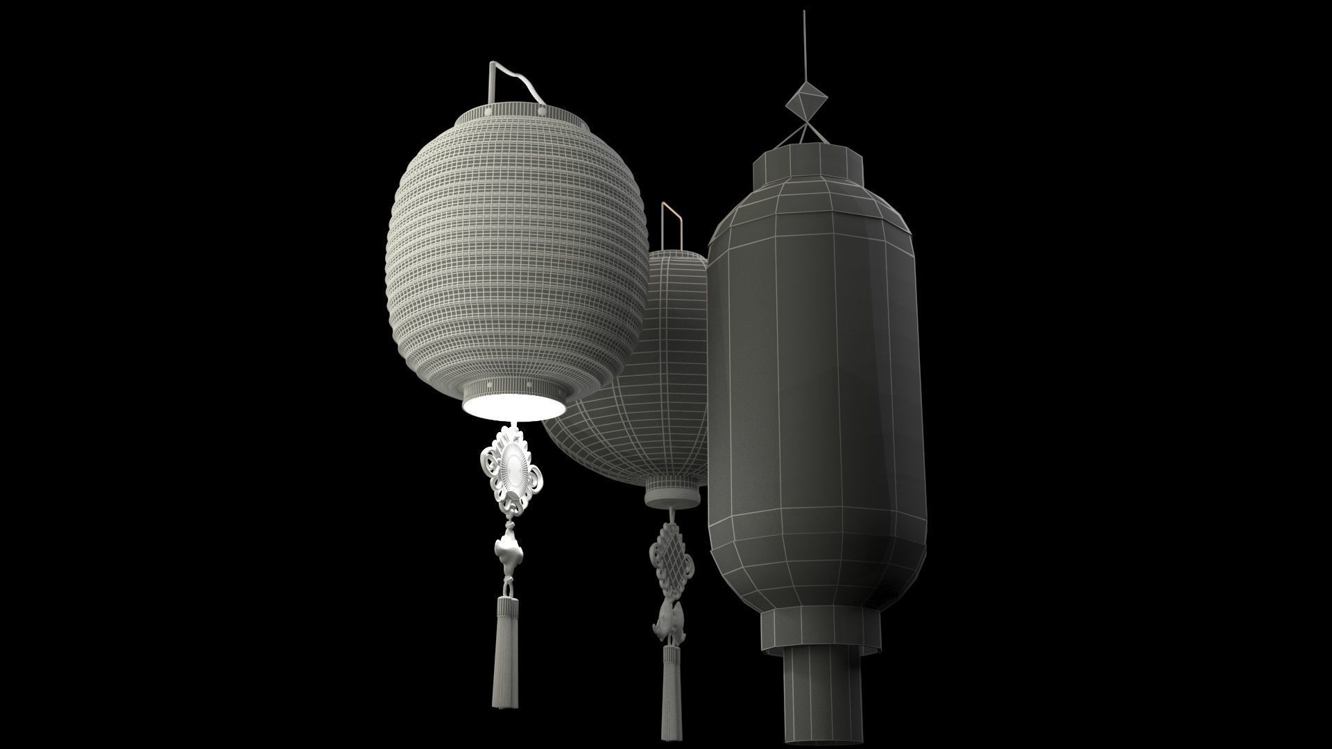 Chinese red lantern 3D model_12