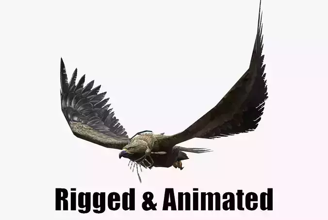 low-poly animated eagle with necklace Low-poly 3D model
