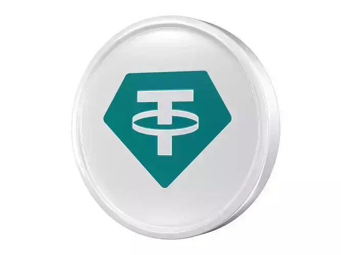 Tether USDT White Coin 3D model