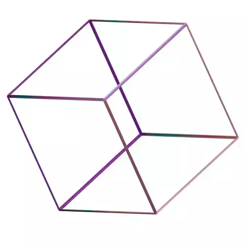 Wireframe Cube Geometric Shape Low-poly 3D model