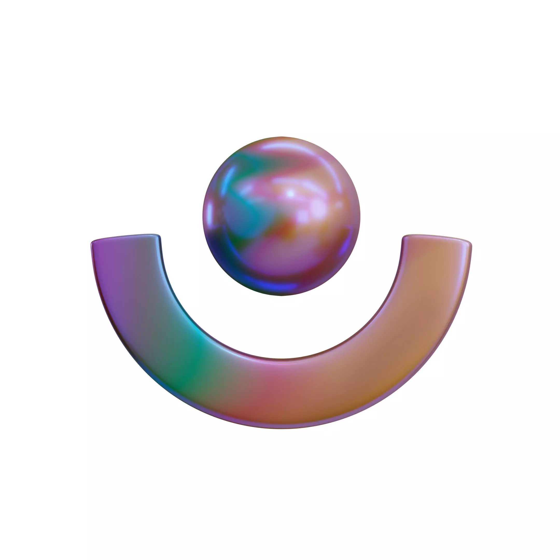 Half Donut Geometric Shape Low-poly 3D model