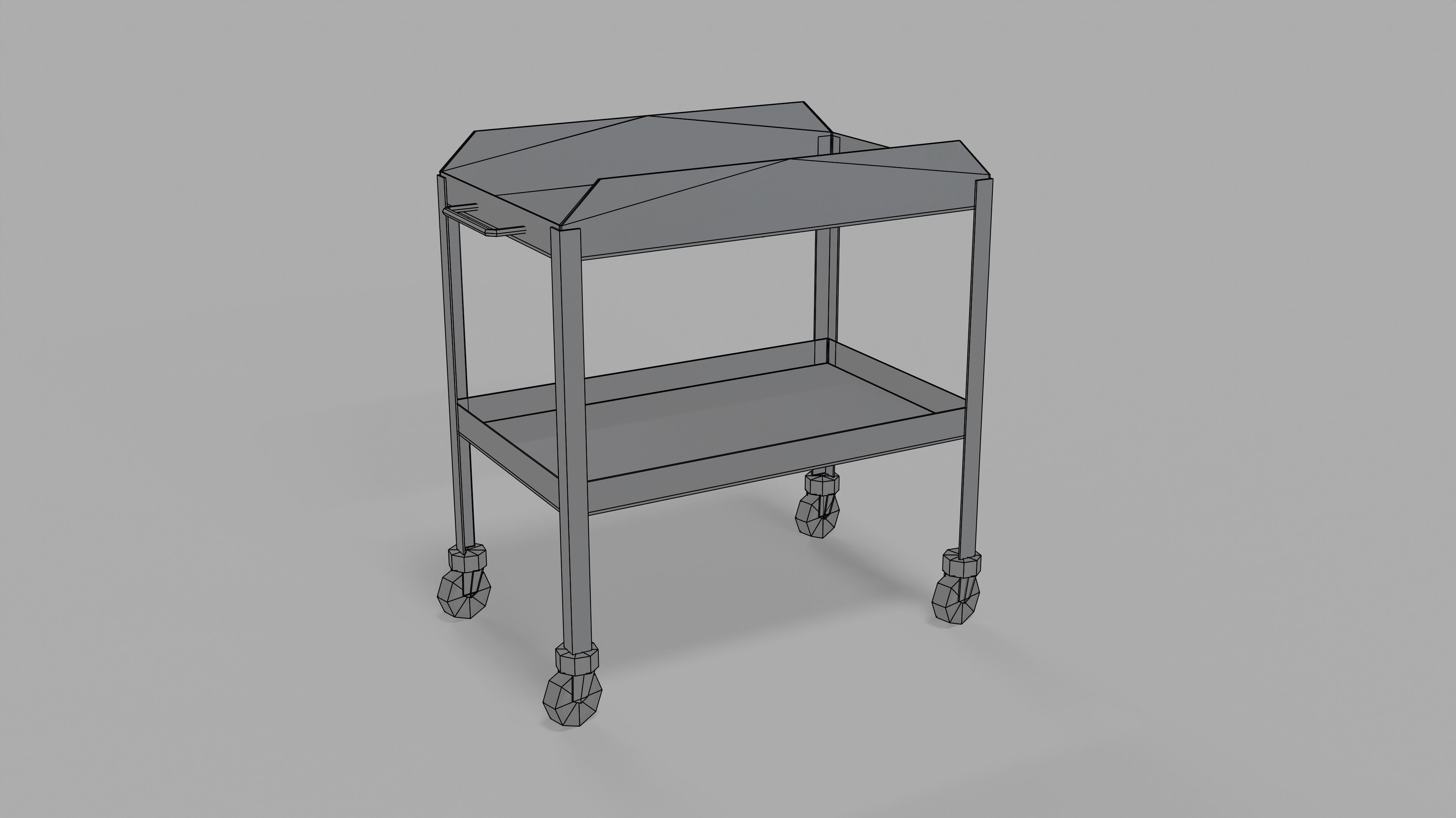table metal on wheeled blue Low-poly 3D model_7