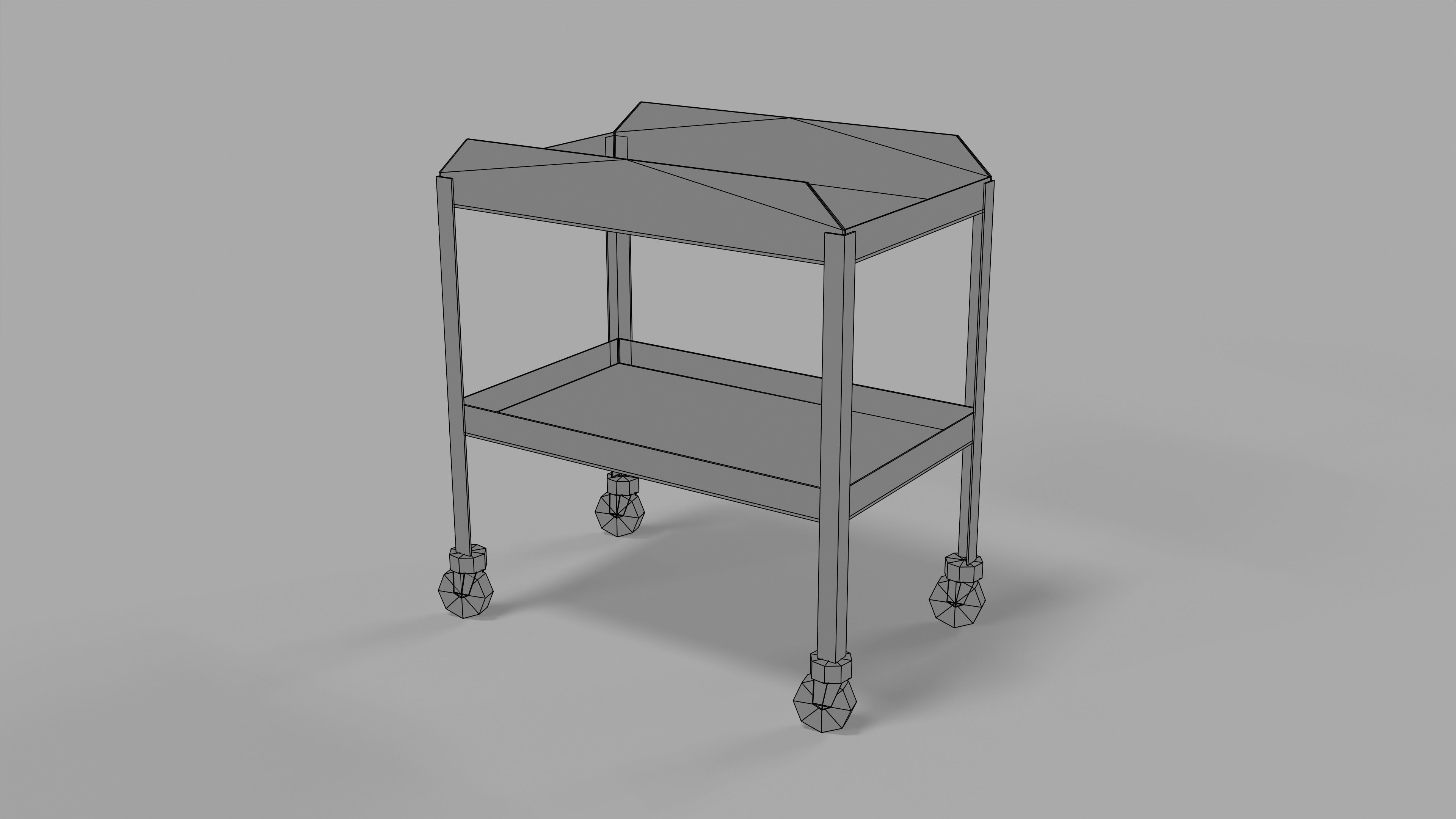 table metal on wheeled blue Low-poly 3D model_3