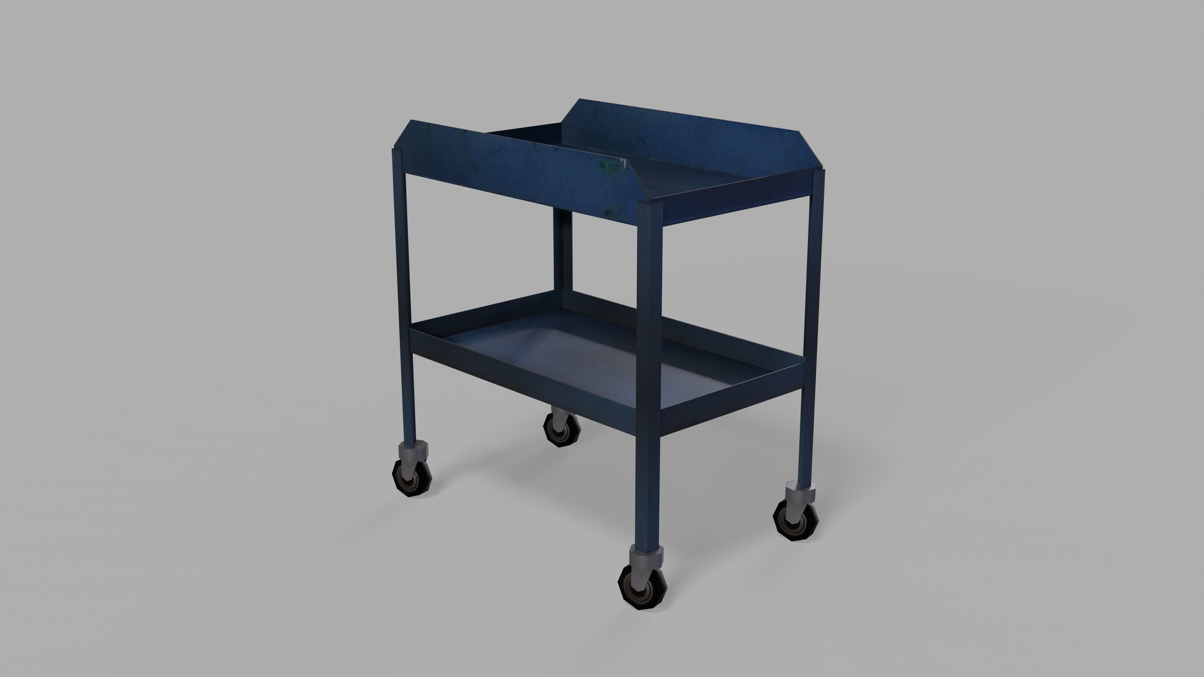 table metal on wheeled blue Low-poly 3D model_12