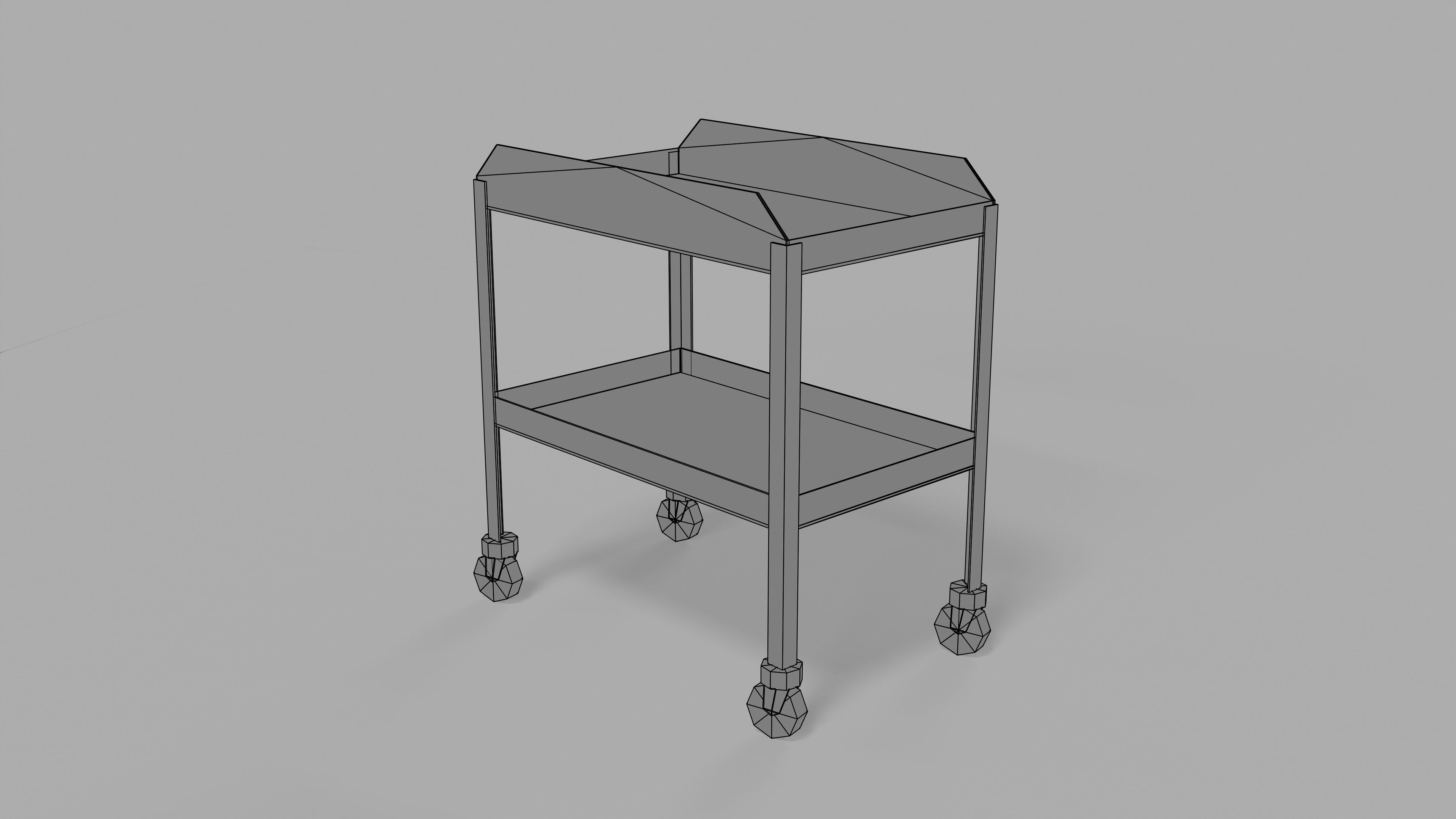 table metal on wheeled blue Low-poly 3D model_13