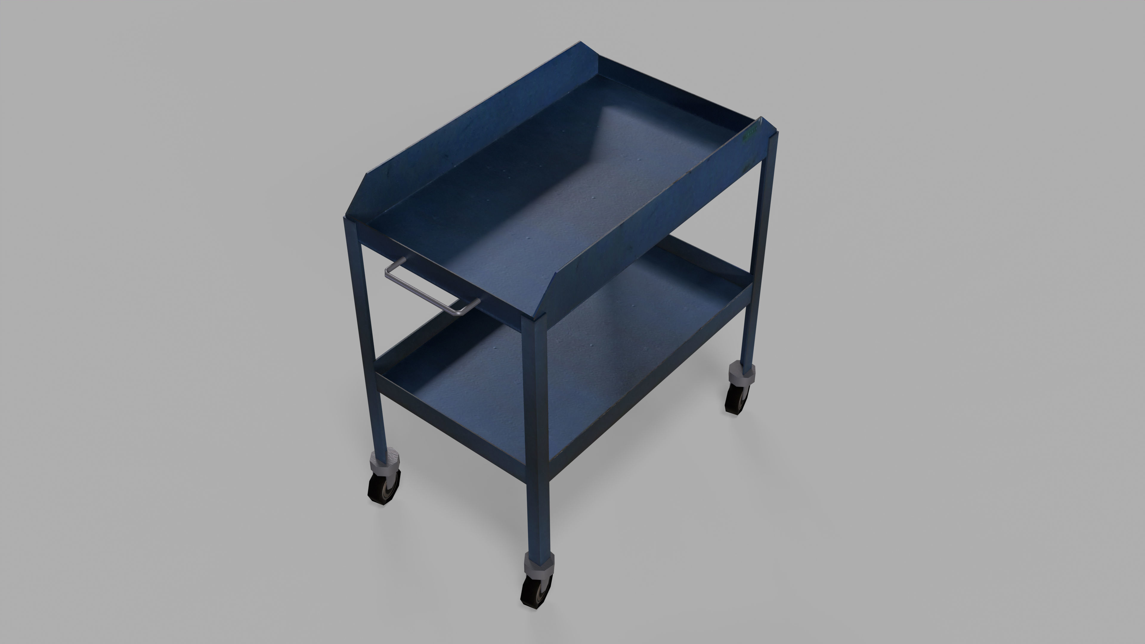 table metal on wheeled blue Low-poly 3D model_8