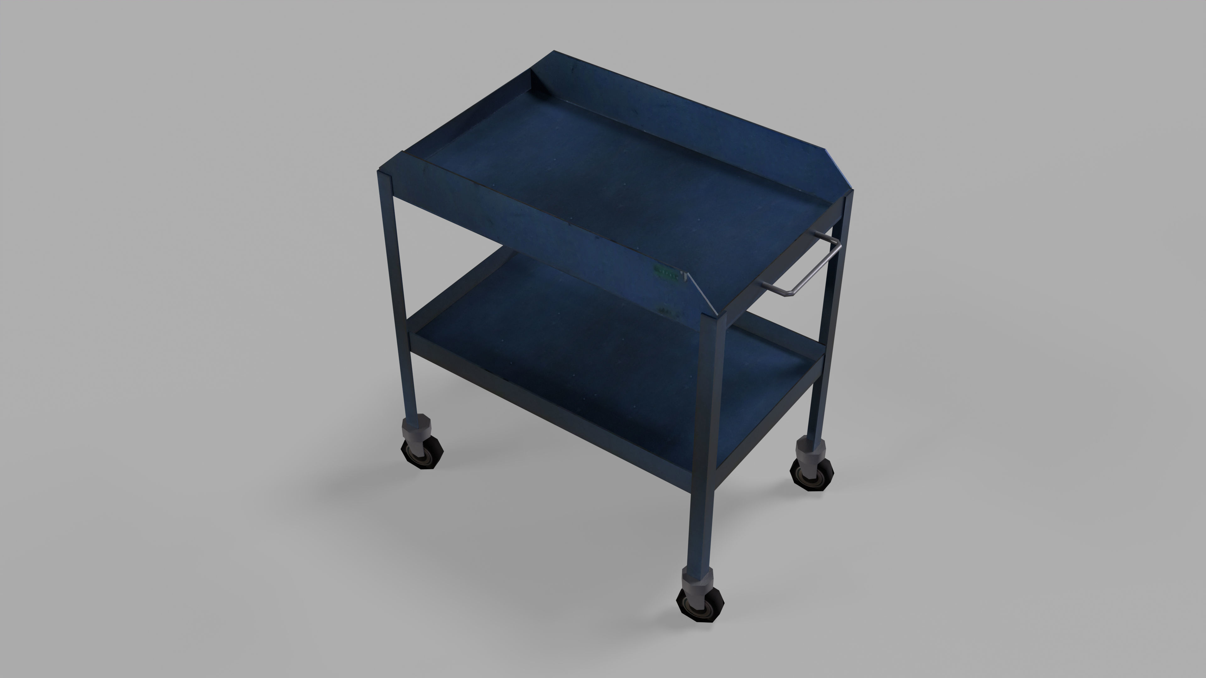 table metal on wheeled blue Low-poly 3D model_10