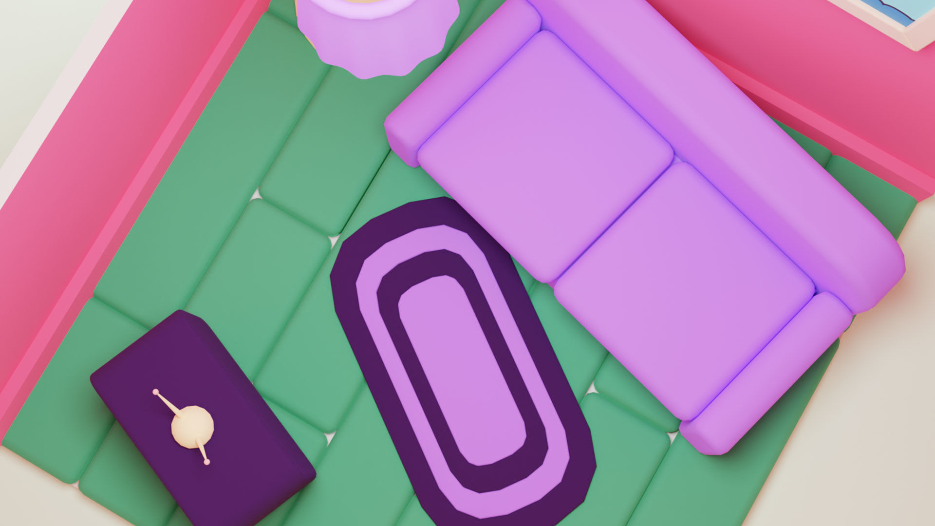 New Pink Isometric Room model on Blender 3D model_3