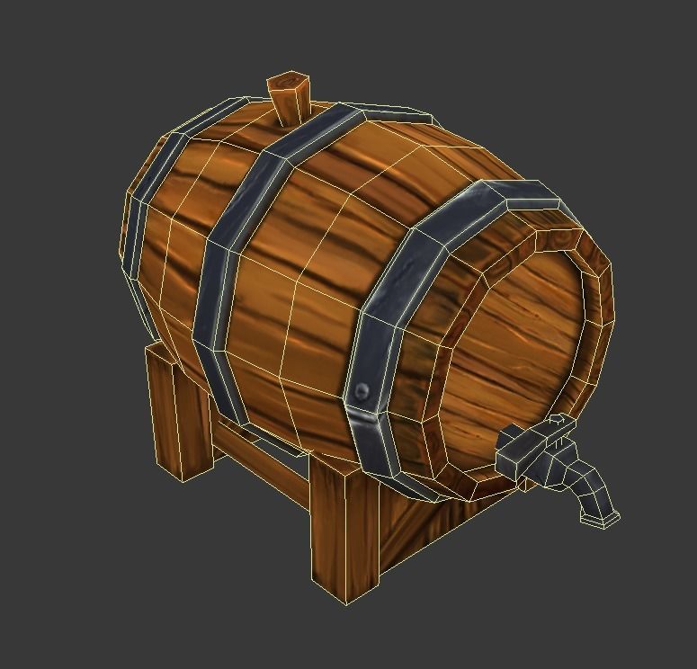 Wine Barrels Low Poly Low-poly 3D model_3