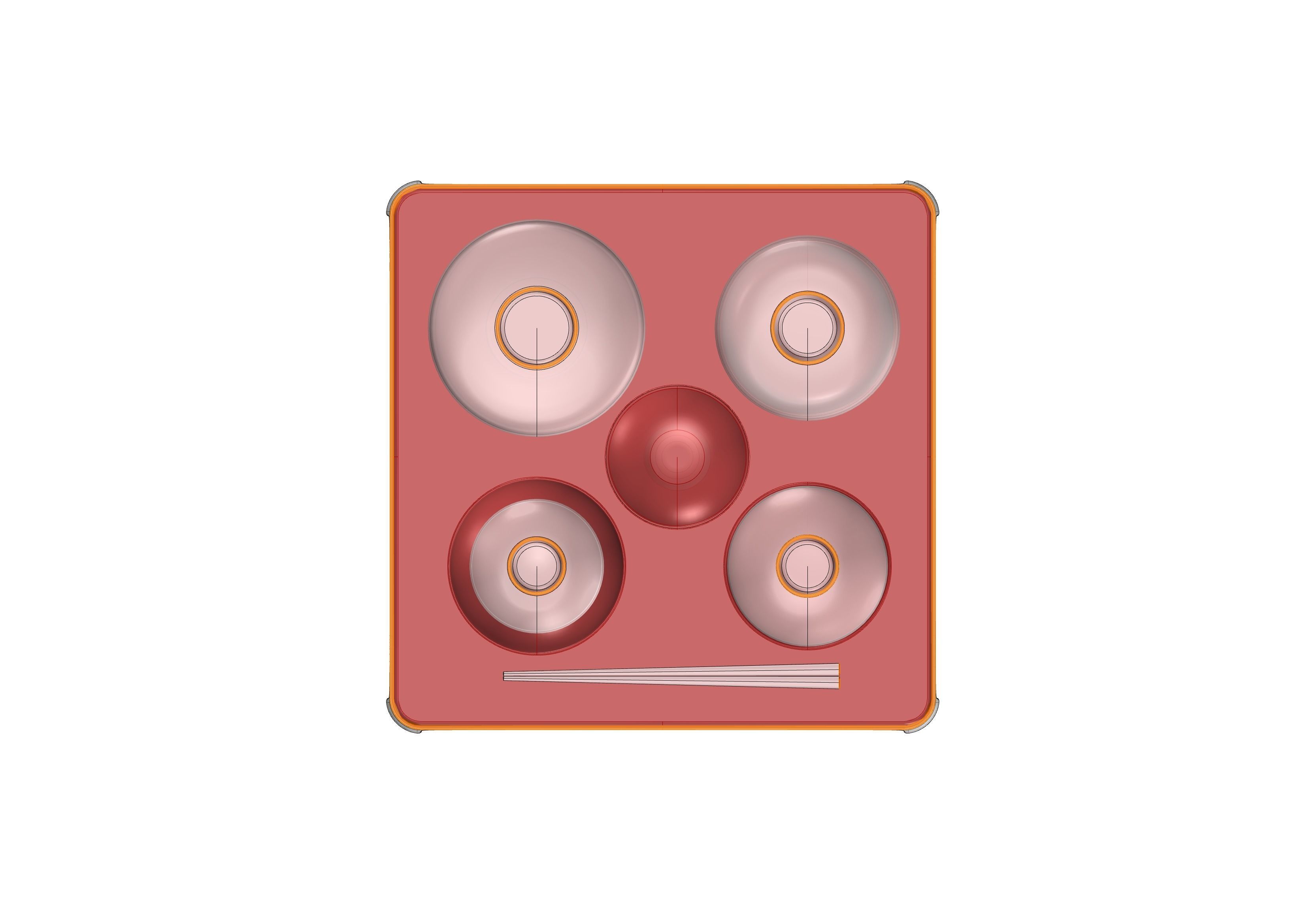 Tableware set japanese first meal set 3D model_9