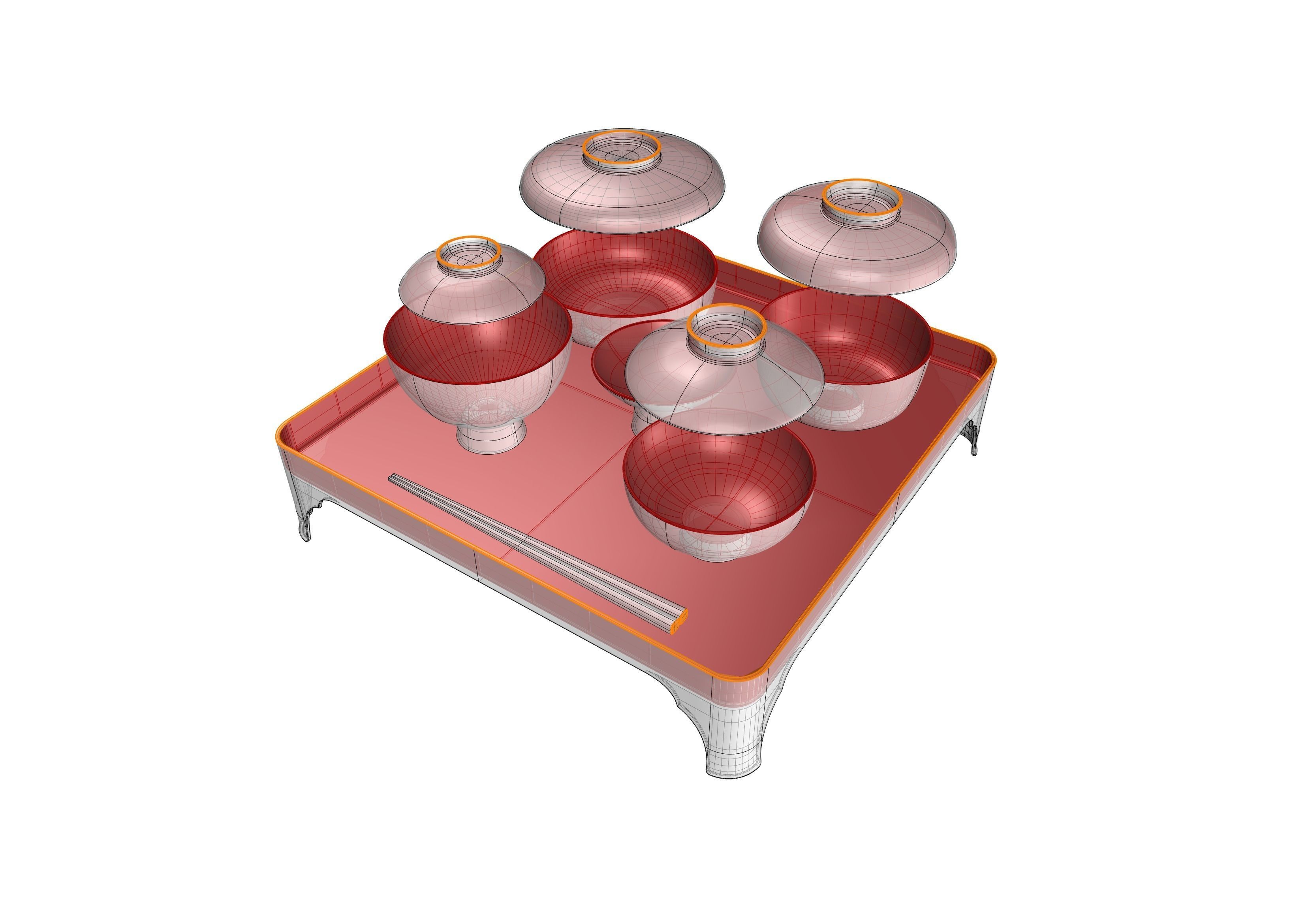 Tableware set japanese first meal set 3D model_8