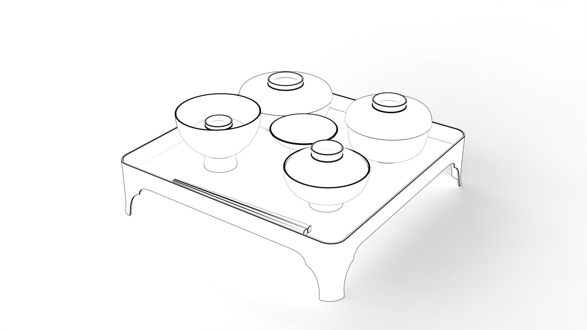 Tableware set japanese first meal set 3D model_3