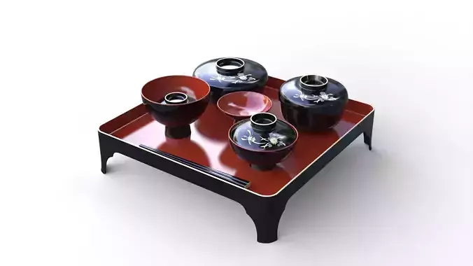 Tableware set japanese first meal set 3D model