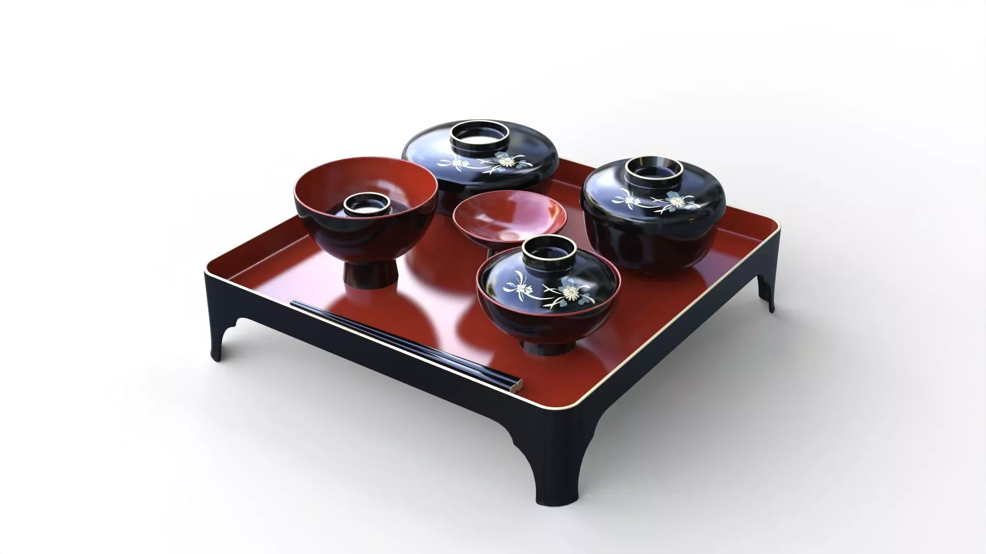 Tableware set japanese first meal set 3D model_0