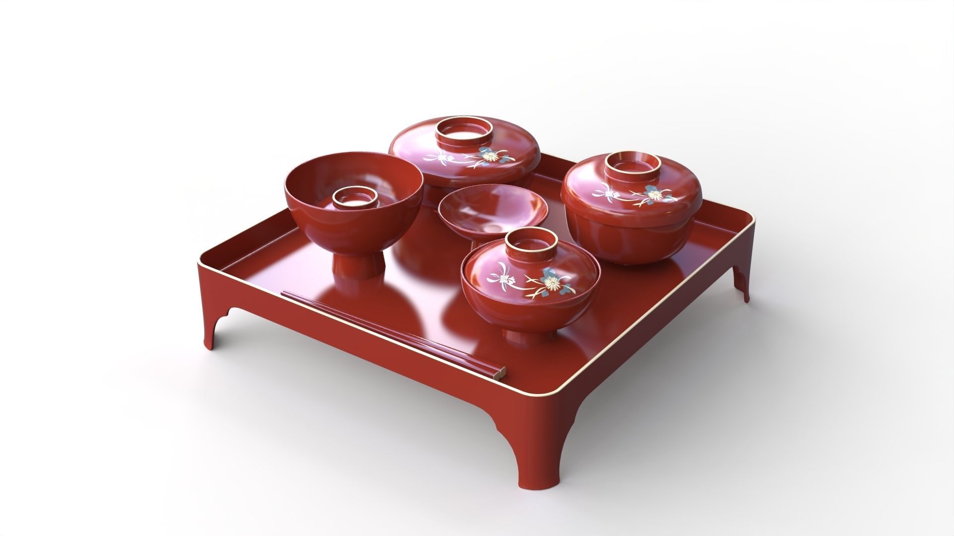Tableware set japanese first meal set 3D model_2