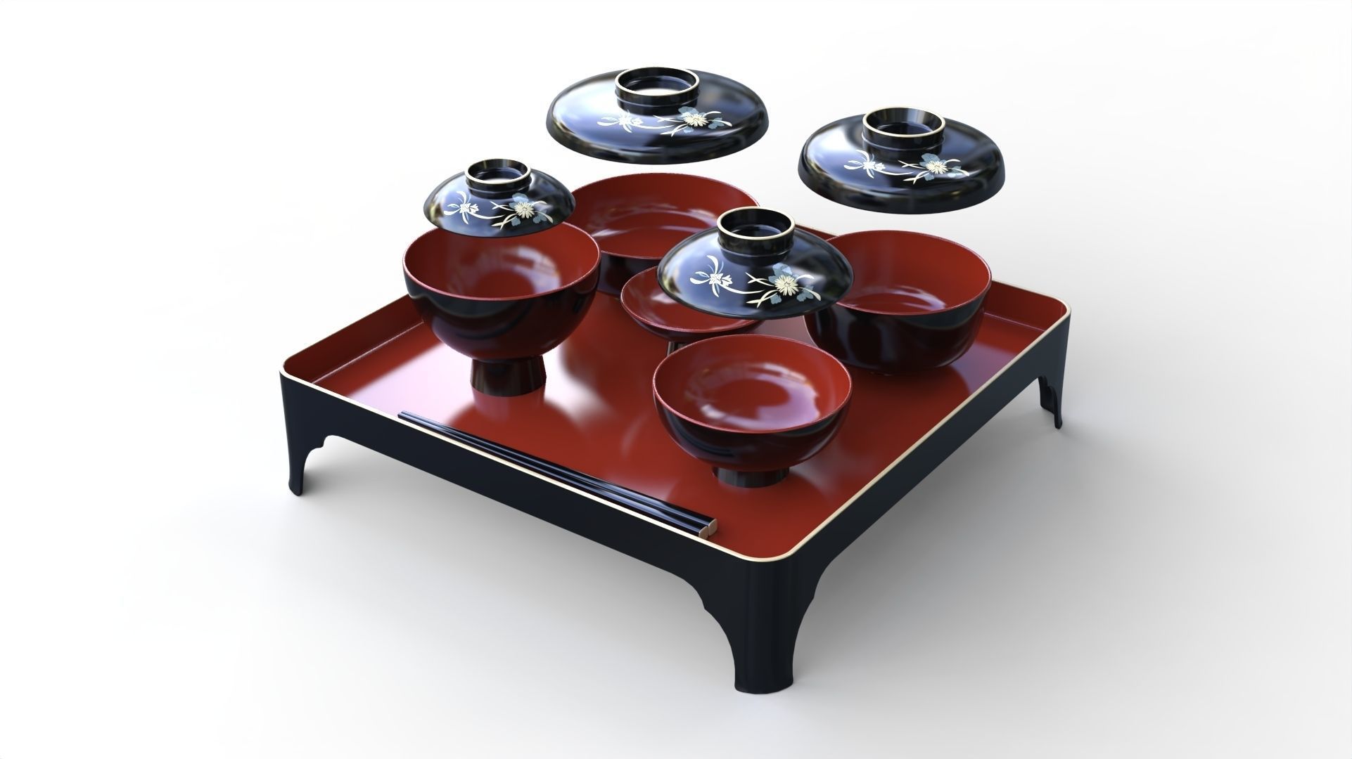 Tableware set japanese first meal set 3D model_4