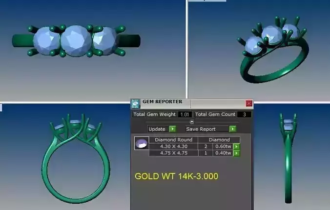 Lucida 3 stones ring