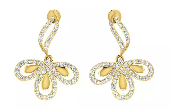 Women Drop Earrings 3dm STL FBX OBJ Render Details