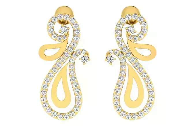 Women Drop Earrings 3dm STL FBX OBJ Render Details