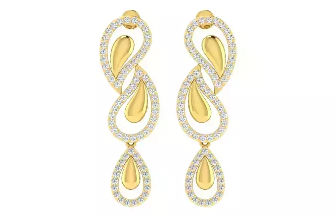 Women Drop Earrings 3dm STL FBX OBJ Render Details