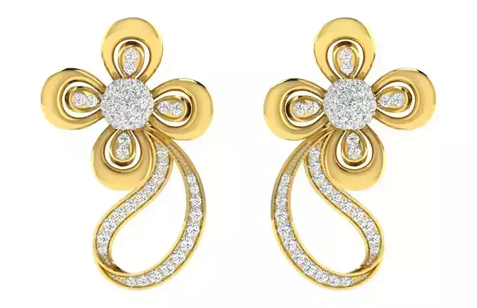 Women Drop Earrings 3dm STL FBX OBJ Render Details