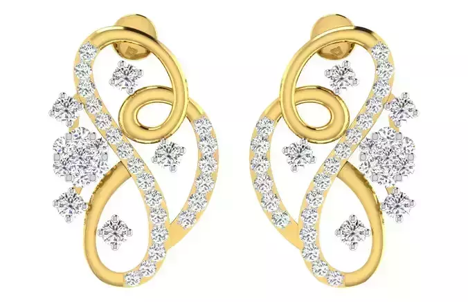 Women Drop Earrings 3dm STL FBX OBJ Render Details