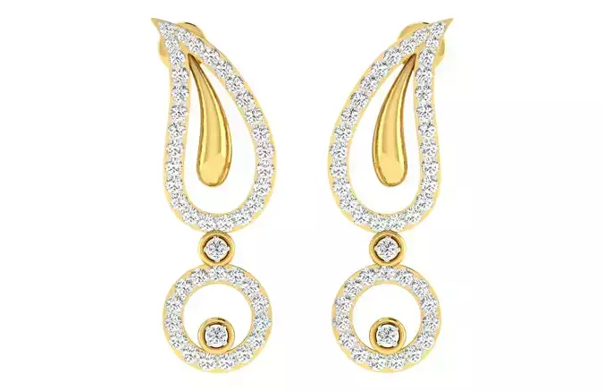 Women Drop Earrings 3dm STL FBX OBJ Render Details