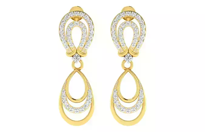 Women Drop Earrings 3dm STL FBX OBJ Render Details