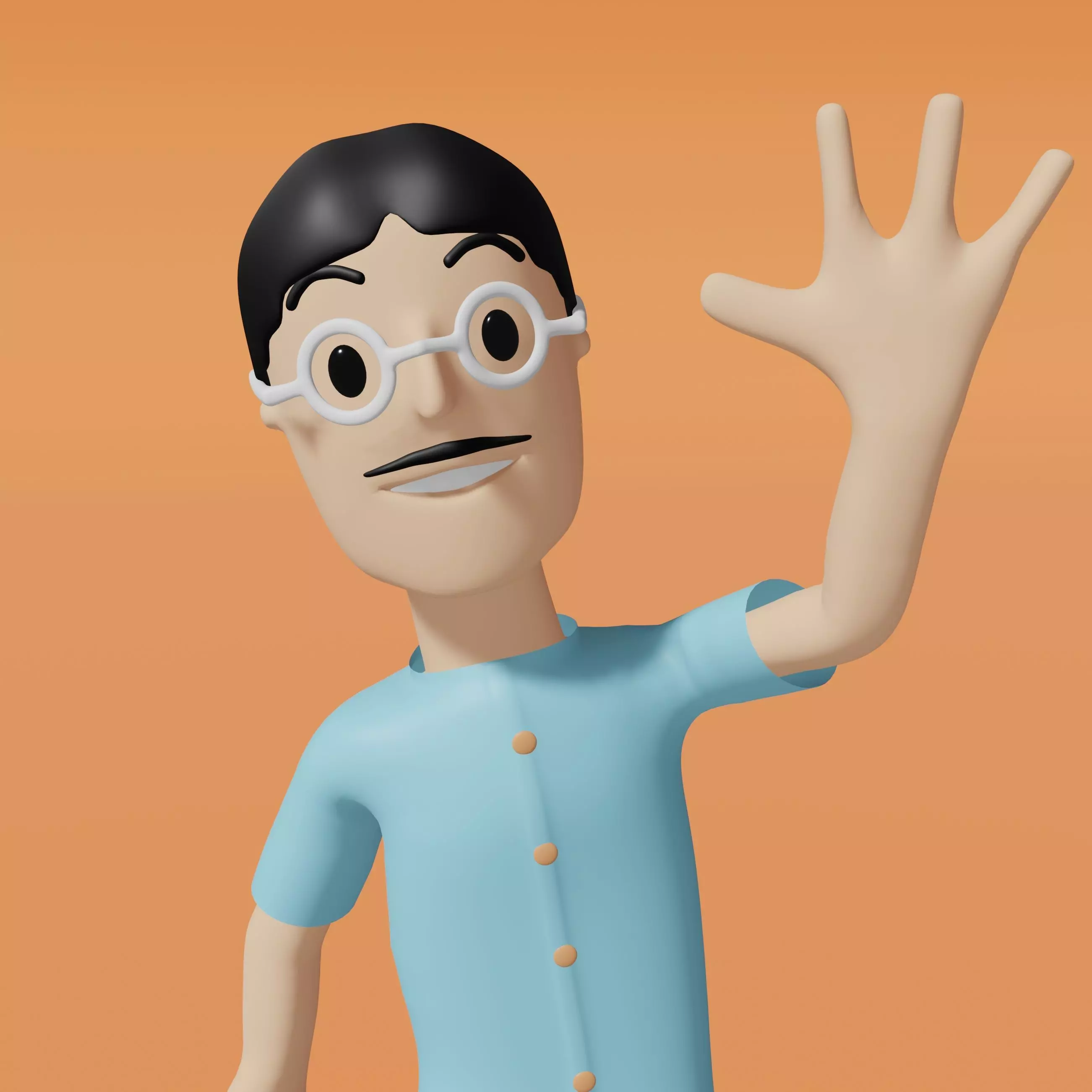 male character say hello Free 3D model
