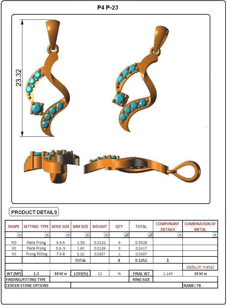 Solitaire Women Pendants 3dm STL FBX OBJ Render Details 3D print model_4