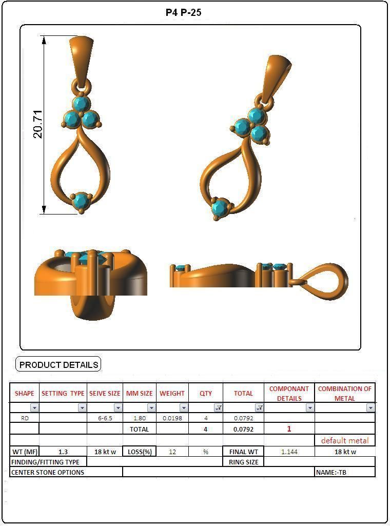 Solitaire Women Pendants 3dm STL FBX OBJ Render Details 3D print model_4