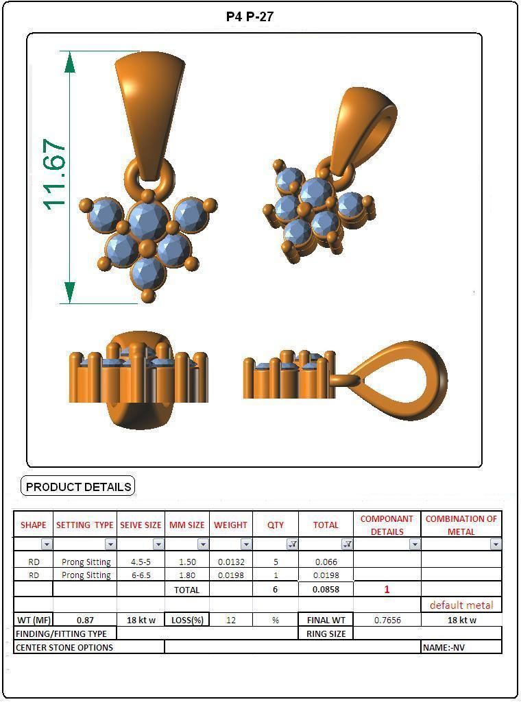 Solitaire Women Pendants 3dm STL FBX OBJ Render Details 3D print model_4