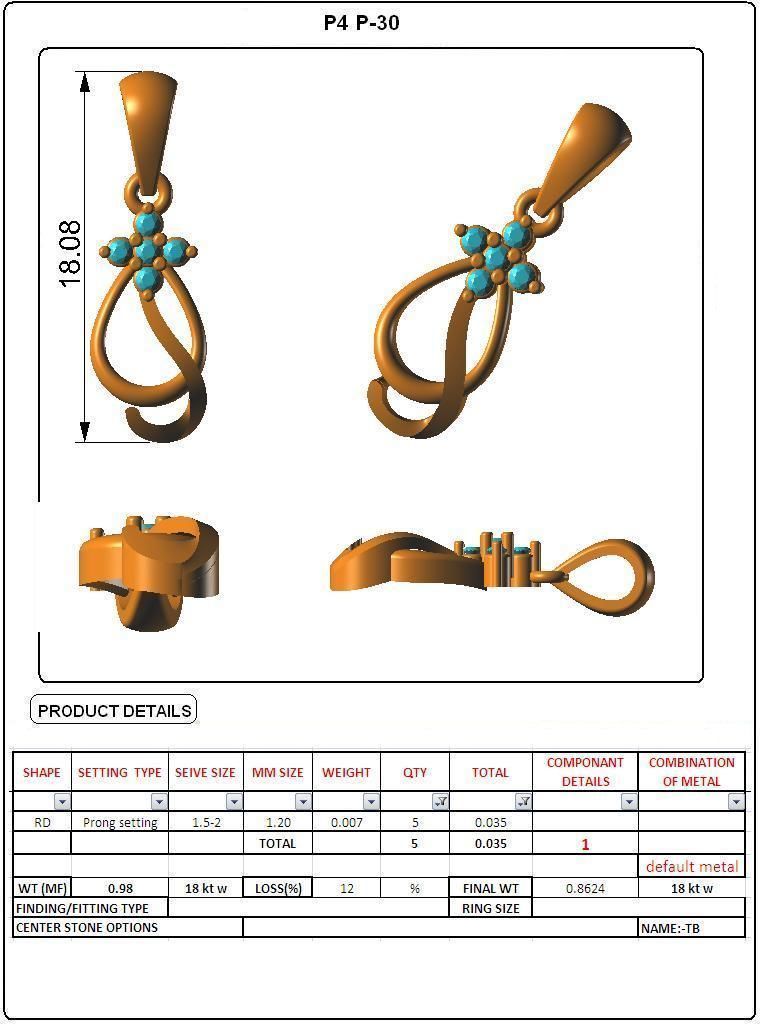 Solitaire Women Pendants 3dm STL FBX OBJ Render Details 3D print model_4