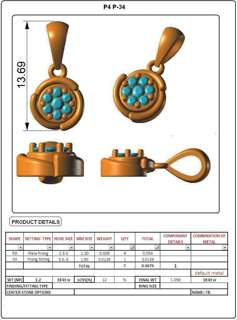 Solitaire Women Pendants 3dm STL FBX OBJ Render Details 3D print model_4