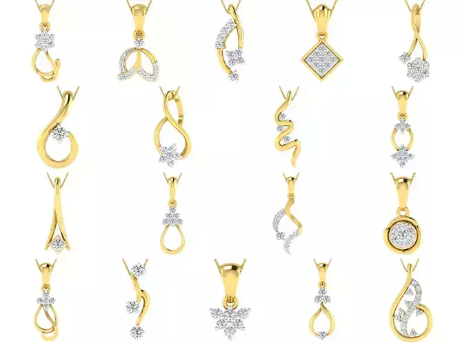 37 Solitaire Women Pendant 3dm STL FBX OBJ Details Collection